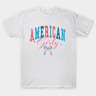 American Girly Independence Day 4th of July Retro T-Shirt